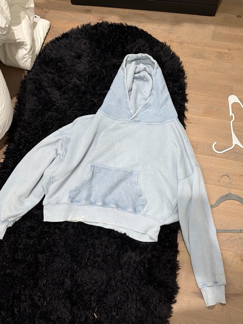 Free People Light Blue Cropped Hoodie Sweatshirt